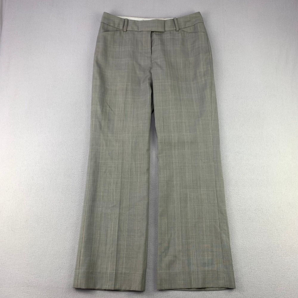 VTG Anne Klein Trouser Pants Women 4 Grey Glen Plaid Wool Bootcut Flare Y2K